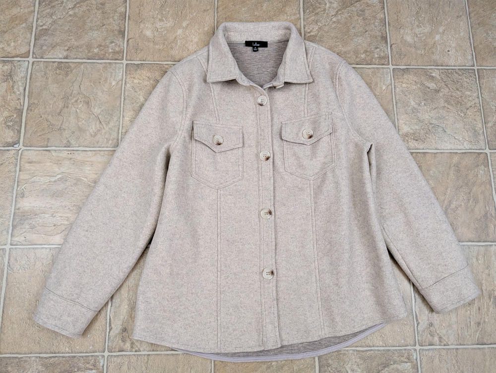 Lulus sz M Shacket Shirt Jacket tan front buttons oversized pockets 0914